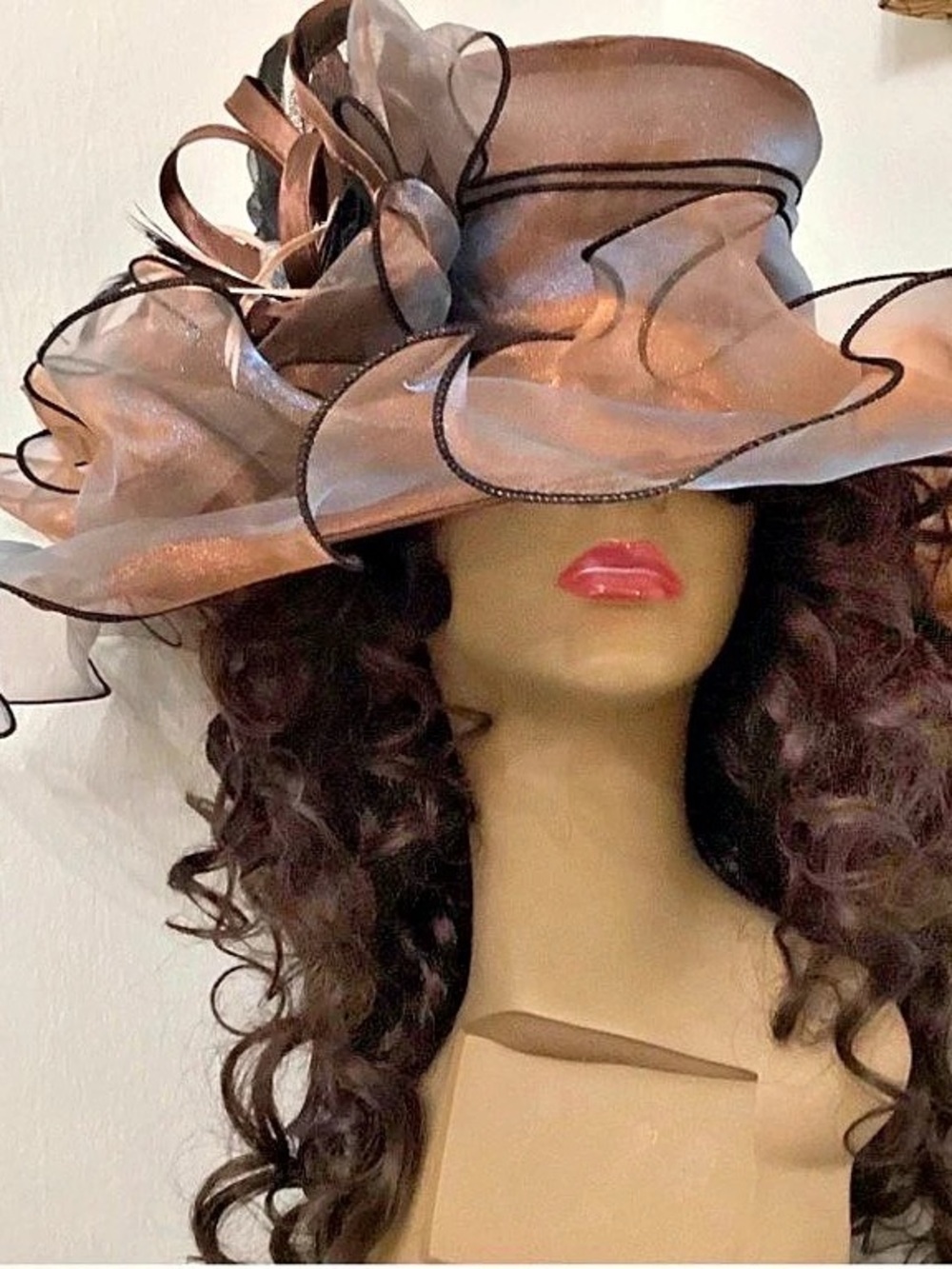 Brown Organza Fascinator Hat New